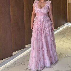 Mac Duggal Pink Floral Maxi Dress